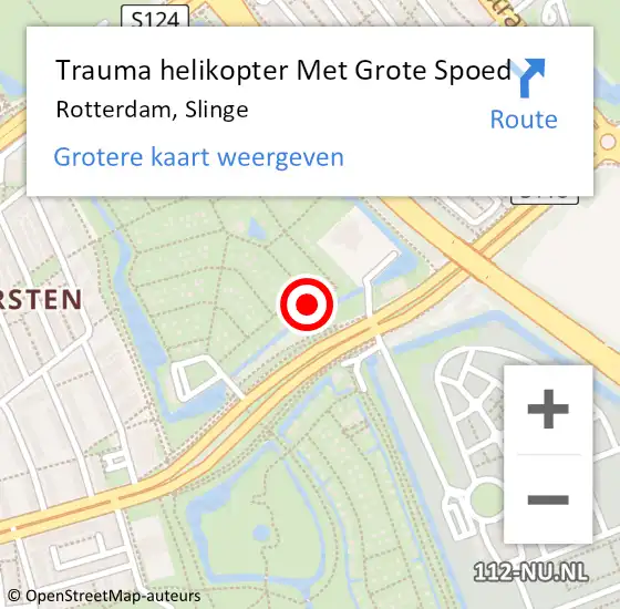 Locatie op kaart van de 112 melding: Trauma helikopter Met Grote Spoed Naar Rotterdam, Slinge op 3 augustus 2021 07:29