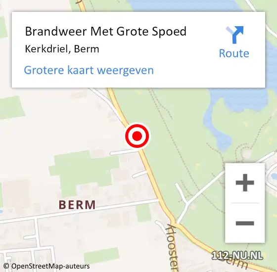 Locatie op kaart van de 112 melding: Brandweer Met Grote Spoed Naar Kerkdriel, Berm op 3 augustus 2021 07:42