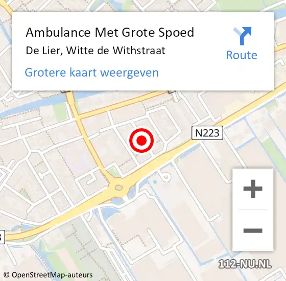 Locatie op kaart van de 112 melding: Ambulance Met Grote Spoed Naar De Lier, Witte de Withstraat op 3 augustus 2021 07:47