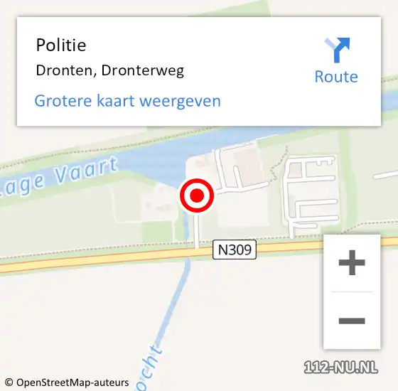 Locatie op kaart van de 112 melding: Politie Dronten, Dronterweg op 3 augustus 2021 07:50