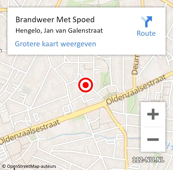 Locatie op kaart van de 112 melding: Brandweer Met Spoed Naar Hengelo, Jan van Galenstraat op 3 augustus 2021 08:13