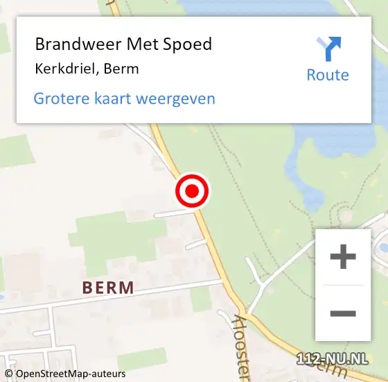 Locatie op kaart van de 112 melding: Brandweer Met Spoed Naar Kerkdriel, Berm op 3 augustus 2021 08:17