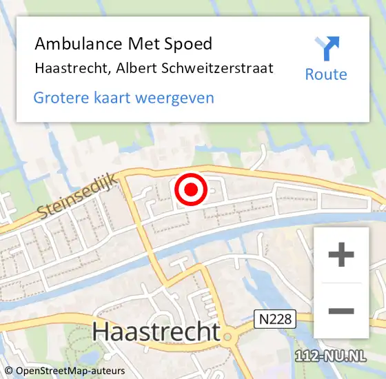 Locatie op kaart van de 112 melding: Ambulance Met Spoed Naar Haastrecht, Albert Schweitzerstraat op 3 augustus 2021 08:29