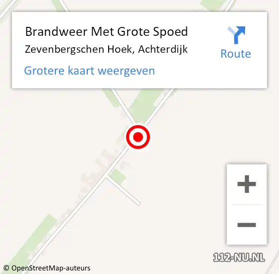 Locatie op kaart van de 112 melding: Brandweer Met Grote Spoed Naar Zevenbergschen Hoek, Achterdijk op 3 augustus 2021 08:45