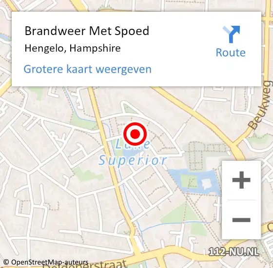 Locatie op kaart van de 112 melding: Brandweer Met Spoed Naar Hengelo, Hampshire op 3 augustus 2021 08:46