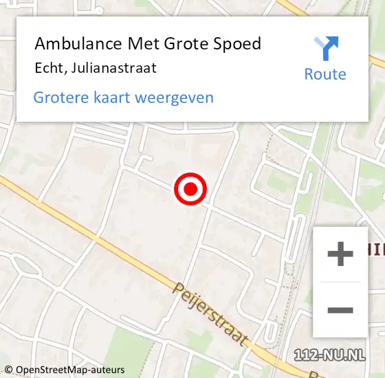 Locatie op kaart van de 112 melding: Ambulance Met Grote Spoed Naar Echt, Julianastraat op 3 augustus 2021 08:47