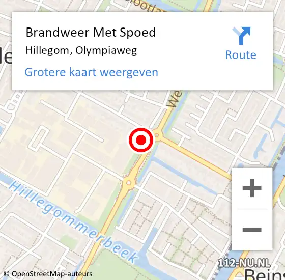 Locatie op kaart van de 112 melding: Brandweer Met Spoed Naar Hillegom, Olympiaweg op 3 augustus 2021 08:48