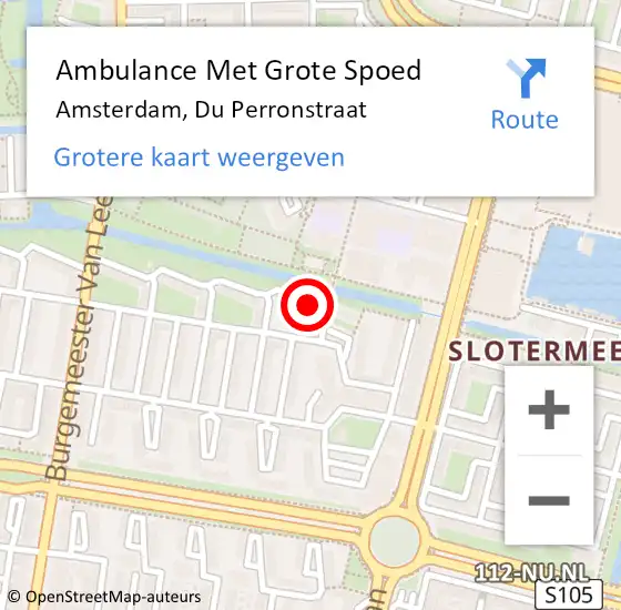 Locatie op kaart van de 112 melding: Ambulance Met Grote Spoed Naar Amsterdam, Du Perronstraat op 3 augustus 2021 08:51