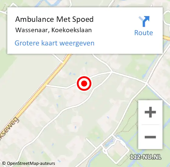 Locatie op kaart van de 112 melding: Ambulance Met Spoed Naar Wassenaar, Koekoekslaan op 3 augustus 2021 08:55