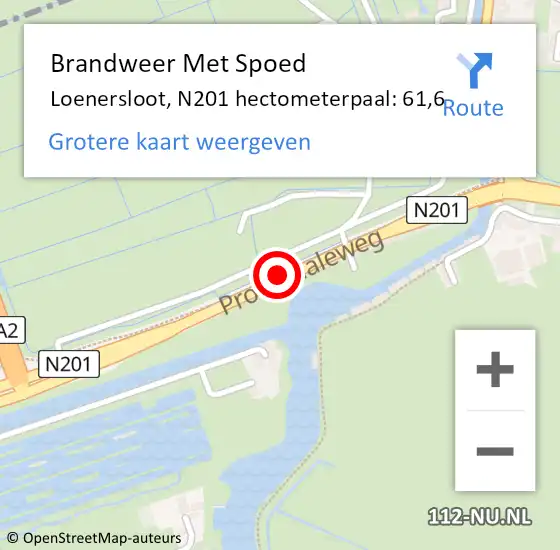 Locatie op kaart van de 112 melding: Brandweer Met Spoed Naar Loenersloot, N201 hectometerpaal: 62,3 op 18 juni 2014 16:04