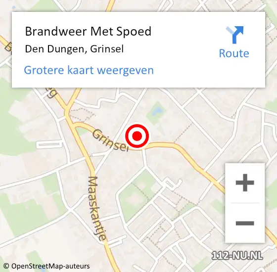 Locatie op kaart van de 112 melding: Brandweer Met Spoed Naar Den Dungen, Grinsel op 3 augustus 2021 09:16