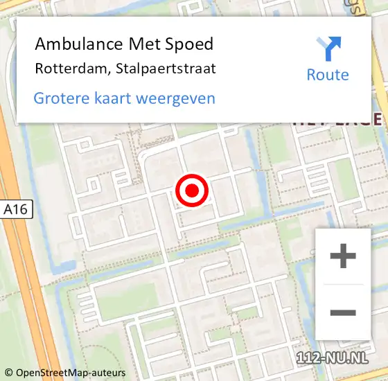 Locatie op kaart van de 112 melding: Ambulance Met Spoed Naar Rotterdam, Stalpaertstraat op 3 augustus 2021 09:43