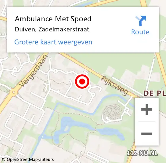 Locatie op kaart van de 112 melding: Ambulance Met Spoed Naar Duiven, Zadelmakerstraat op 3 augustus 2021 10:04