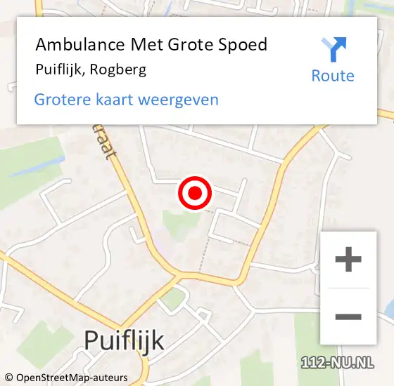 Locatie op kaart van de 112 melding: Ambulance Met Grote Spoed Naar Puiflijk, Rogberg op 3 augustus 2021 10:19