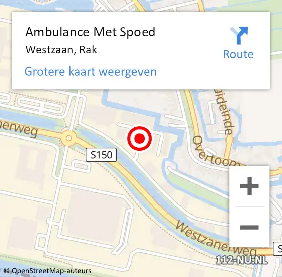 Locatie op kaart van de 112 melding: Ambulance Met Spoed Naar Westzaan, Rak op 3 augustus 2021 10:31