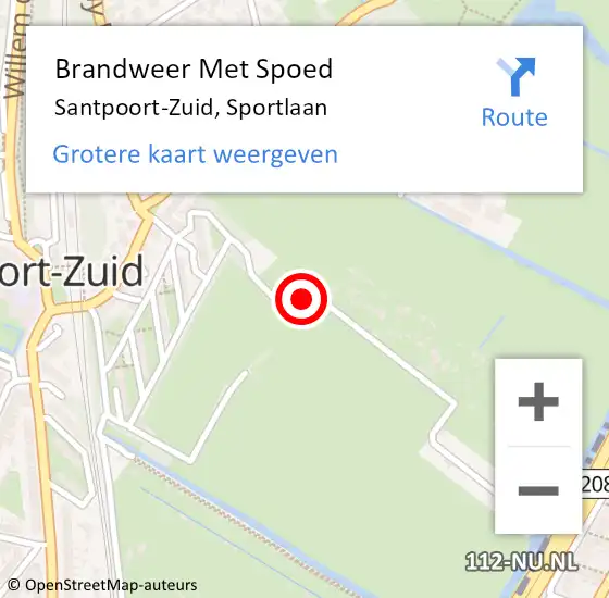 Locatie op kaart van de 112 melding: Brandweer Met Spoed Naar Santpoort-Zuid, Sportlaan op 3 augustus 2021 10:36