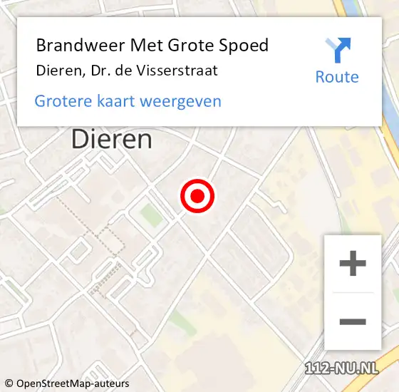 Locatie op kaart van de 112 melding: Brandweer Met Grote Spoed Naar Dieren, Dr. de Visserstraat op 3 augustus 2021 10:43