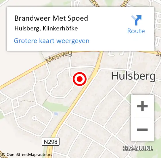 Locatie op kaart van de 112 melding: Brandweer Met Spoed Naar Hulsberg, Klinkerhöfke op 3 augustus 2021 10:46