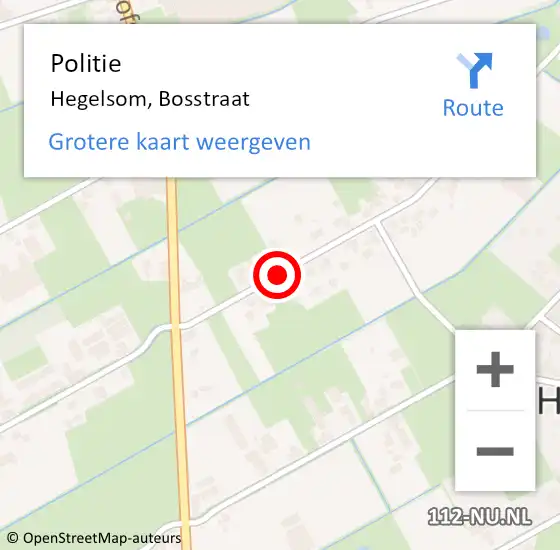 Locatie op kaart van de 112 melding: Politie Hegelsom, Bosstraat op 3 augustus 2021 10:47