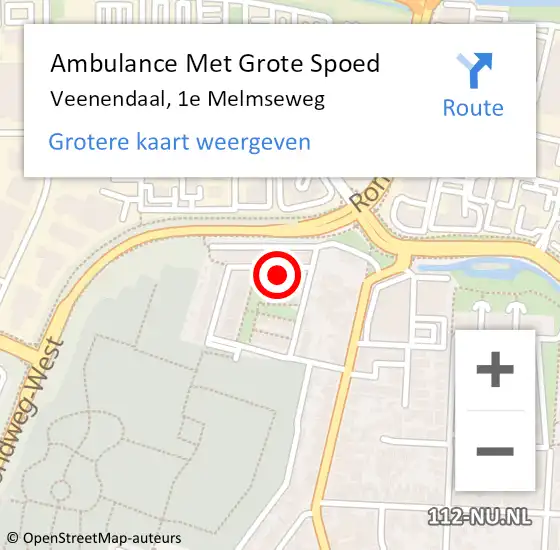 Locatie op kaart van de 112 melding: Ambulance Met Grote Spoed Naar Veenendaal, 1e Melmseweg op 3 augustus 2021 11:18