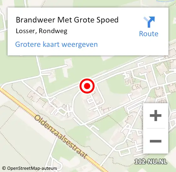 Locatie op kaart van de 112 melding: Brandweer Met Grote Spoed Naar Losser, Rondweg op 3 augustus 2021 11:43