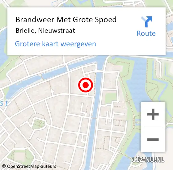 Locatie op kaart van de 112 melding: Brandweer Met Grote Spoed Naar Brielle, Nieuwstraat op 3 augustus 2021 11:52
