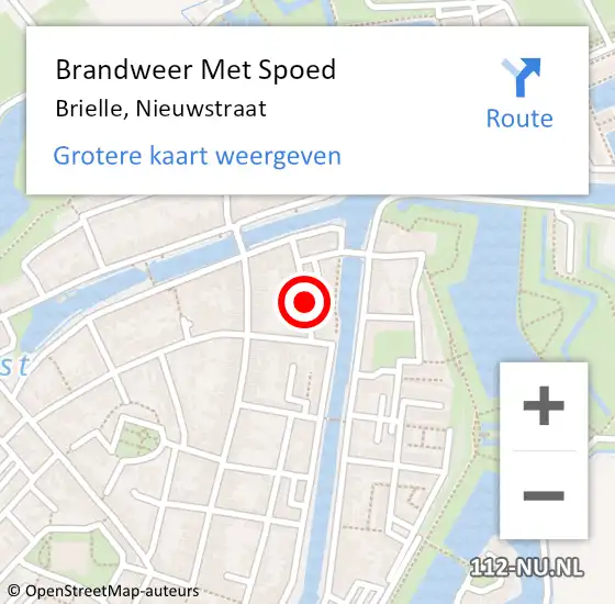 Locatie op kaart van de 112 melding: Brandweer Met Spoed Naar Brielle, Nieuwstraat op 3 augustus 2021 11:52