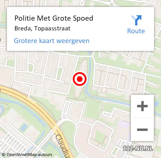 Locatie op kaart van de 112 melding: Politie Met Grote Spoed Naar Breda, Topaasstraat op 3 augustus 2021 11:59