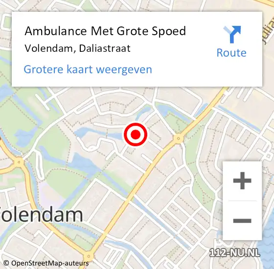 Locatie op kaart van de 112 melding: Ambulance Met Grote Spoed Naar Volendam, Daliastraat op 3 augustus 2021 12:05