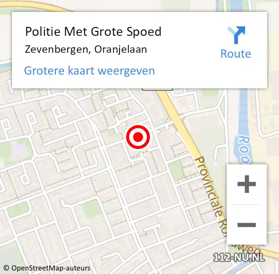 Locatie op kaart van de 112 melding: Politie Met Grote Spoed Naar Zevenbergen, Oranjelaan op 3 augustus 2021 12:13