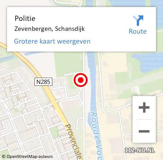 Locatie op kaart van de 112 melding: Politie Zevenbergen, Schansdijk op 3 augustus 2021 12:13