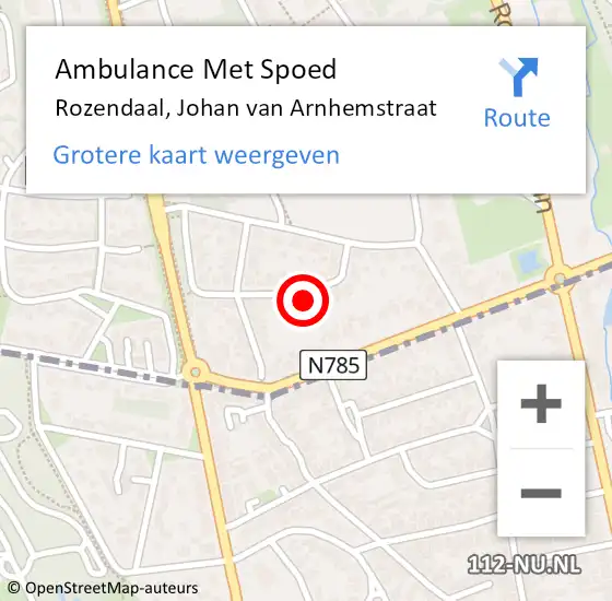 Locatie op kaart van de 112 melding: Ambulance Met Spoed Naar Rozendaal, Johan van Arnhemstraat op 3 augustus 2021 12:27