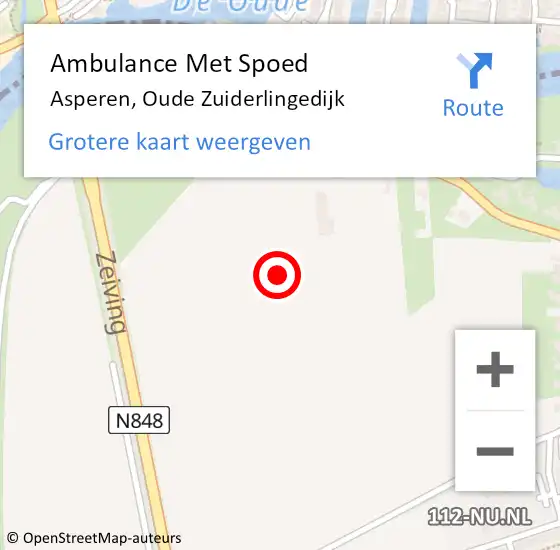 Locatie op kaart van de 112 melding: Ambulance Met Spoed Naar Asperen, Oude Zuiderlingedijk op 3 augustus 2021 12:35