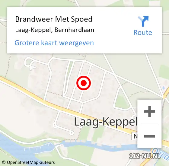 Locatie op kaart van de 112 melding: Brandweer Met Spoed Naar Laag-Keppel, Bernhardlaan op 3 augustus 2021 13:02