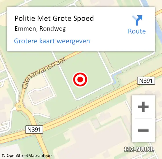 Locatie op kaart van de 112 melding: Politie Met Grote Spoed Naar Emmen, Rondweg op 3 augustus 2021 13:12