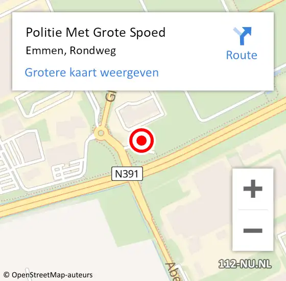 Locatie op kaart van de 112 melding: Politie Met Grote Spoed Naar Emmen, Rondweg op 3 augustus 2021 13:12