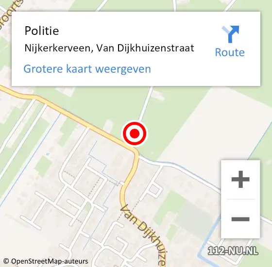 Locatie op kaart van de 112 melding: Politie Nijkerkerveen, Van Dijkhuizenstraat op 18 juni 2014 16:27