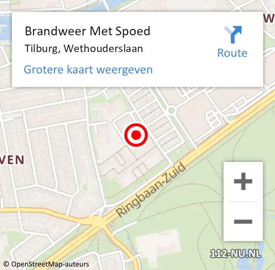 Locatie op kaart van de 112 melding: Brandweer Met Spoed Naar Tilburg, Wethouderslaan op 3 augustus 2021 14:23