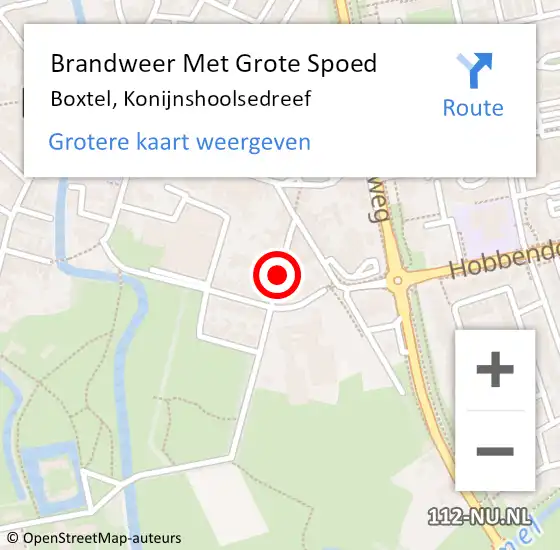 Locatie op kaart van de 112 melding: Brandweer Met Grote Spoed Naar Boxtel, Konijnshoolsedreef op 3 augustus 2021 14:33