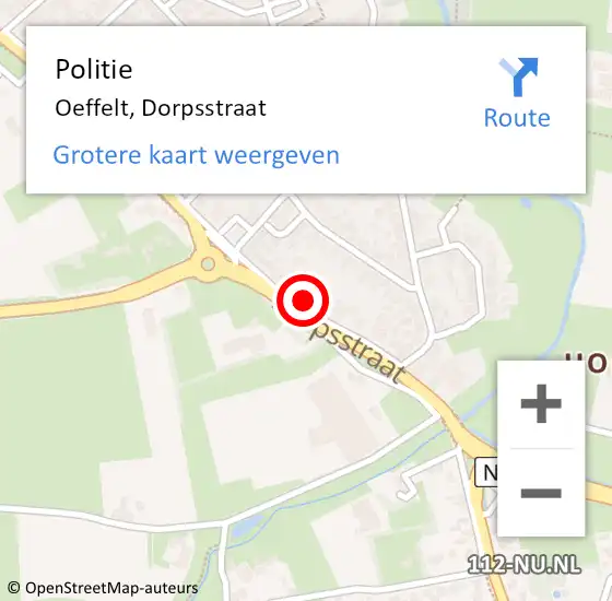 Locatie op kaart van de 112 melding: Politie Oeffelt, Dorpsstraat op 3 augustus 2021 14:45