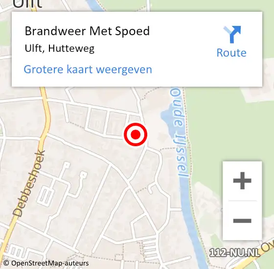 Locatie op kaart van de 112 melding: Brandweer Met Spoed Naar Ulft, Hutteweg op 3 augustus 2021 15:09