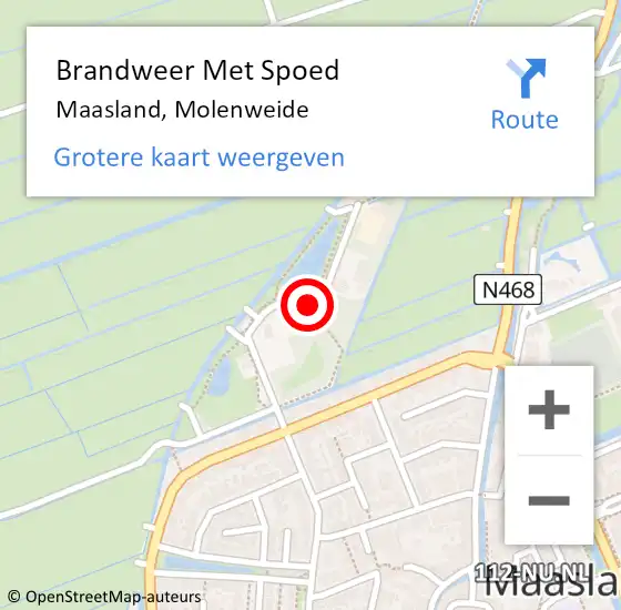 Locatie op kaart van de 112 melding: Brandweer Met Spoed Naar Maasland, Molenweide op 3 augustus 2021 15:24