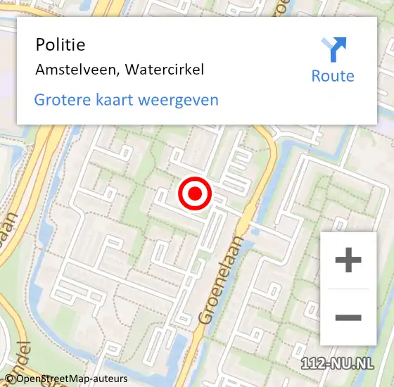 Locatie op kaart van de 112 melding: Politie Amstelveen, Watercirkel op 18 juni 2014 16:37