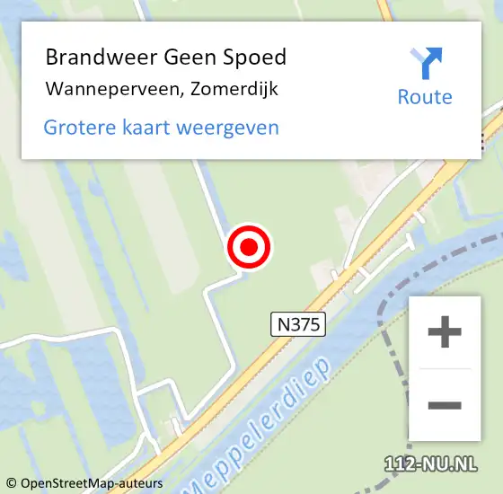 Locatie op kaart van de 112 melding: Brandweer Geen Spoed Naar Wanneperveen, Zomerdijk op 3 augustus 2021 15:32