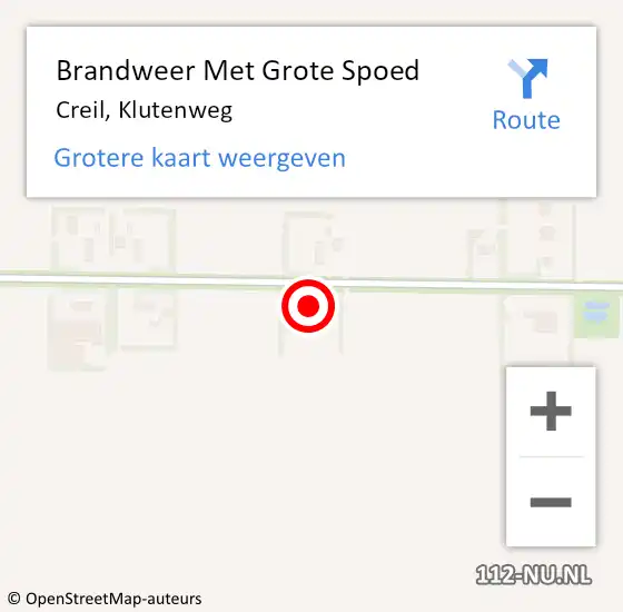 Locatie op kaart van de 112 melding: Brandweer Met Grote Spoed Naar Creil, Klutenweg op 3 augustus 2021 15:36