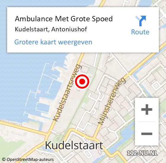 Locatie op kaart van de 112 melding: Ambulance Met Grote Spoed Naar Kudelstaart, Antoniushof op 3 augustus 2021 15:44