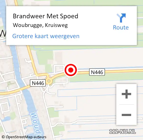 Locatie op kaart van de 112 melding: Brandweer Met Spoed Naar Woubrugge, Kruisweg op 3 augustus 2021 15:58