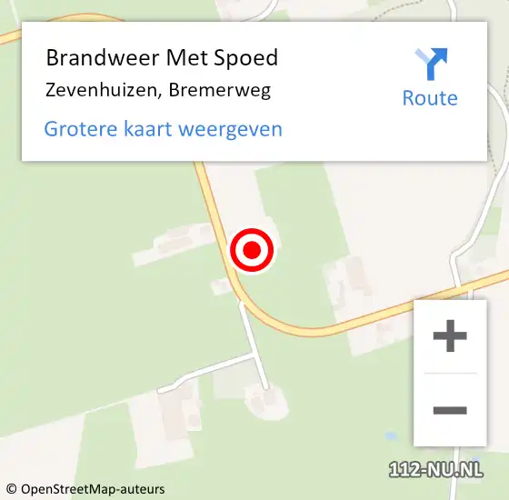 Locatie op kaart van de 112 melding: Brandweer Met Spoed Naar Zevenhuizen, Bremerweg op 3 augustus 2021 16:03
