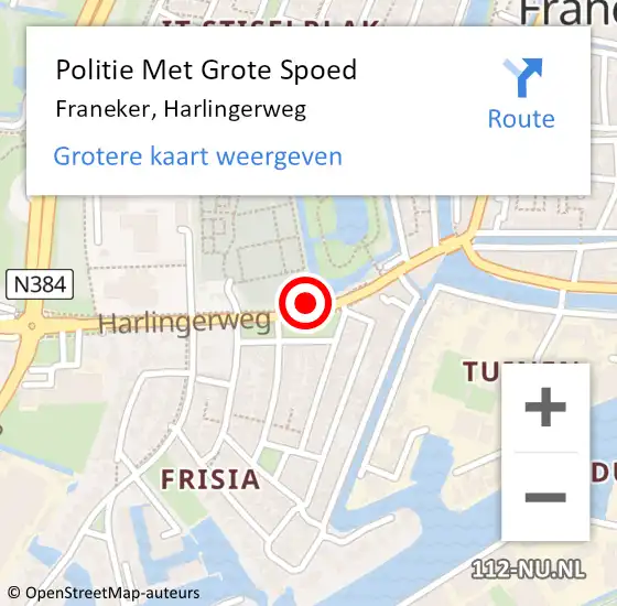 Locatie op kaart van de 112 melding: Politie Met Grote Spoed Naar Franeker, Harlingerweg op 3 augustus 2021 16:12