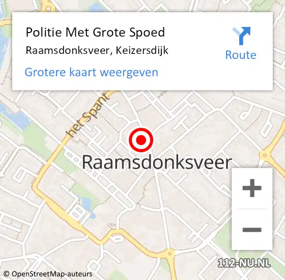 Locatie op kaart van de 112 melding: Politie Met Grote Spoed Naar Raamsdonksveer, Keizersdijk op 3 augustus 2021 16:14